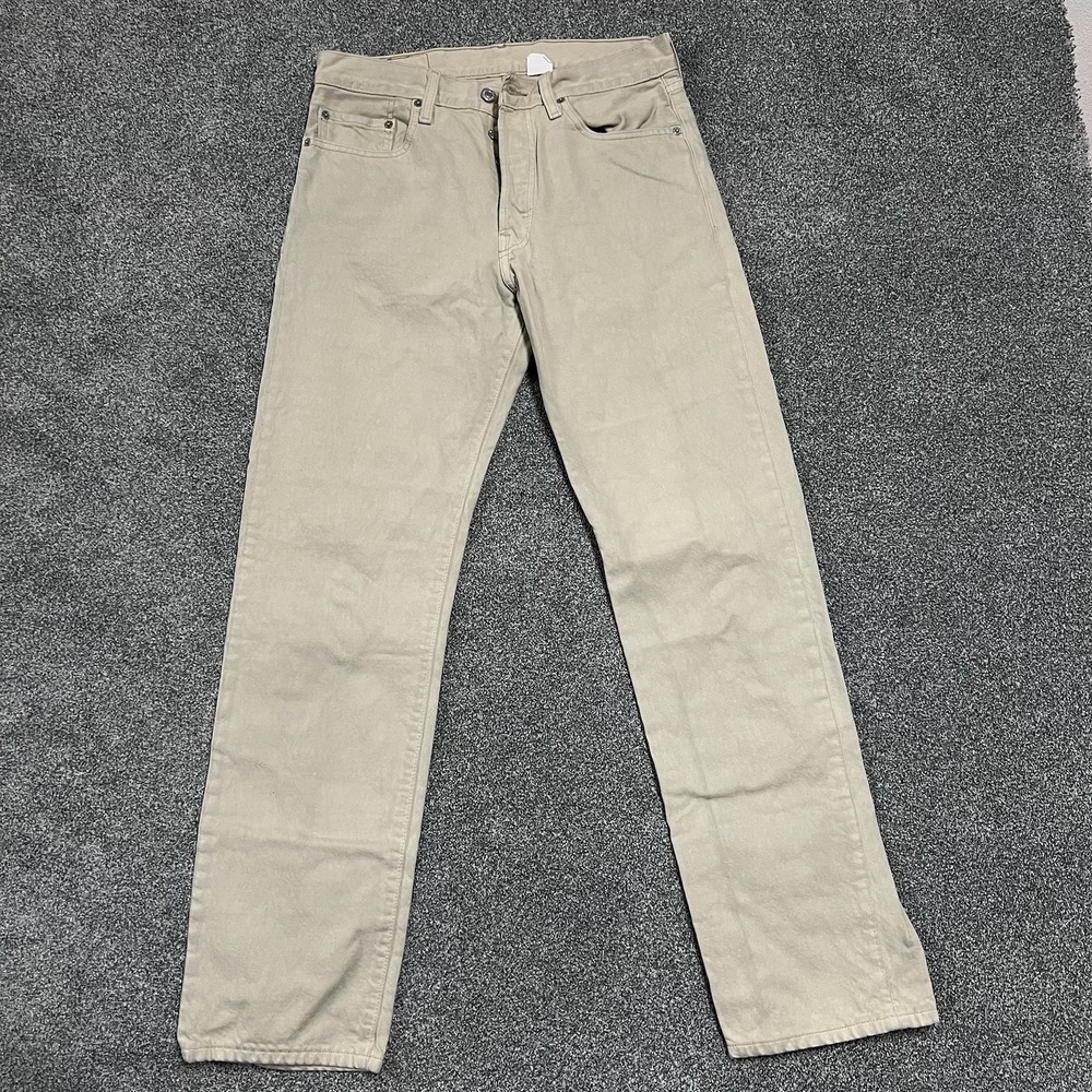 Levis 501 XX Beige Khaki Jeans Straight Button Fly Mens W32 L34 Cotton Pants